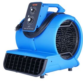 VEVOR Floor Blower, 1/2 HP, 2600 CFM Air Mover for Drying and Cooling, Portable Carpet Dryer Fan with 4 Blowing Angles and Time Function