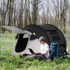 Outsunny Pop Up Tent with Porch and Carry Bag, 3000mm Waterproof, for 2-3 People Camping Hiking, Black