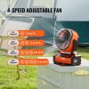 VEVOR Portable Fan Rechargeable 9 inch, Battery Powered Fan with LED Lantern, 4 Speeds Adjustable & 45°/90°Automatic Swivel & Timer